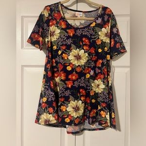LULAROE PERFECT TEE XS , FLORAL, PURPLE, NWT